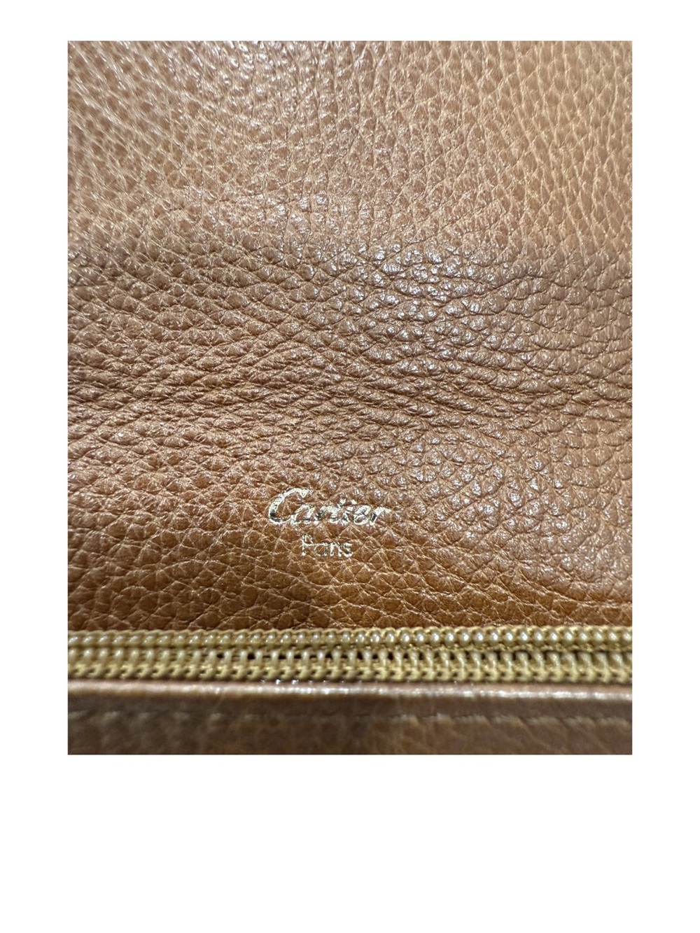 Cartier Paris Vintage Brown Pebbled Leather Long Flap Wallet Gold Accent - Picture 10 of 11